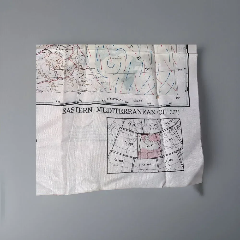 US Air Force Aeronautical Chart Service Cloth Map 1950 CL300 E & W Mediterranean